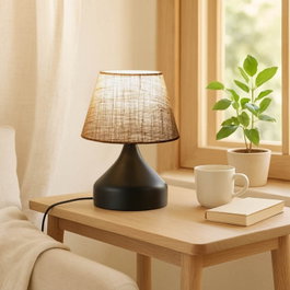 Opviq Lámpara de Mesa AYD-3124 Crema con Tapa de Yute